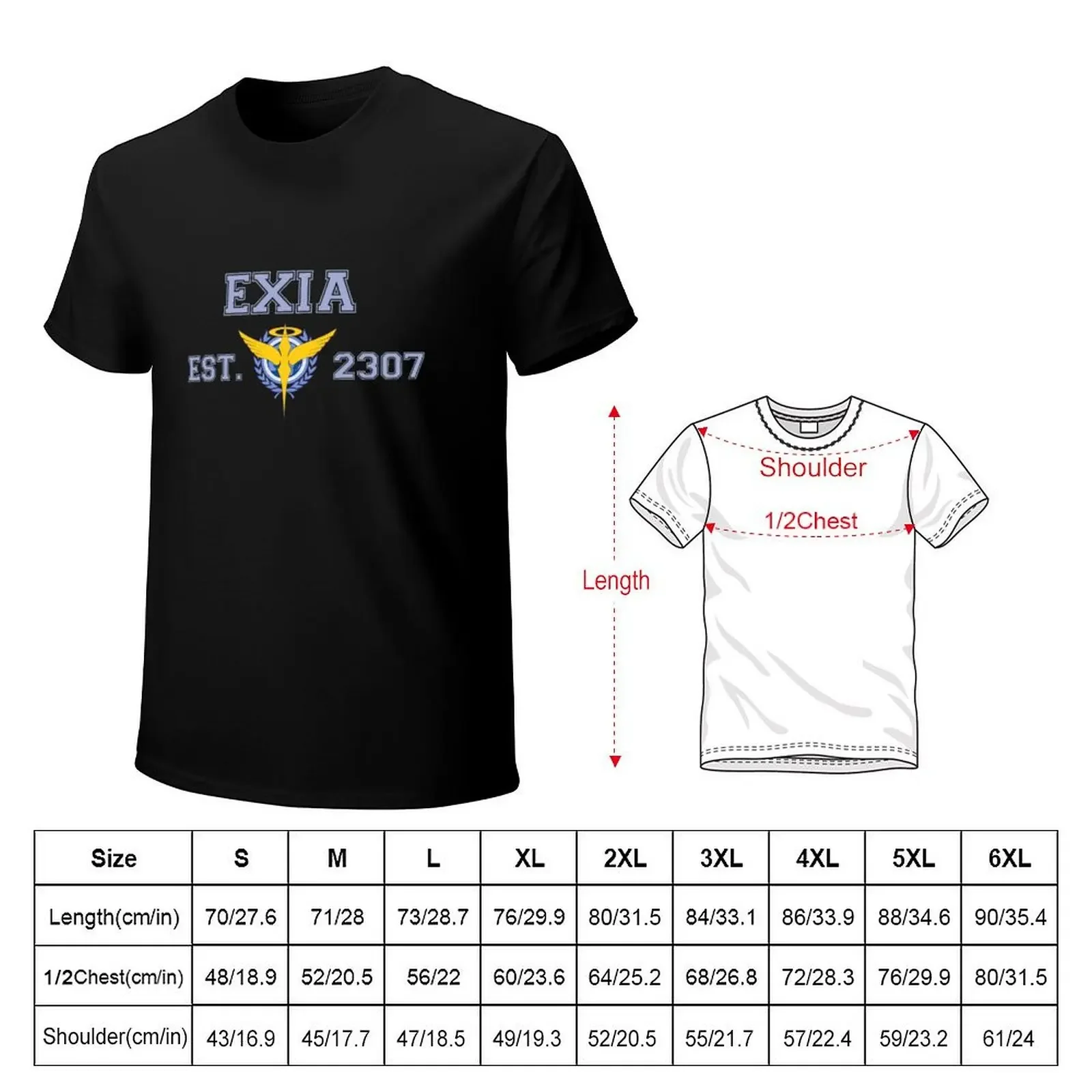 Exia Est. 2307 T-Shirt blue archive anime clothes t shirts for men