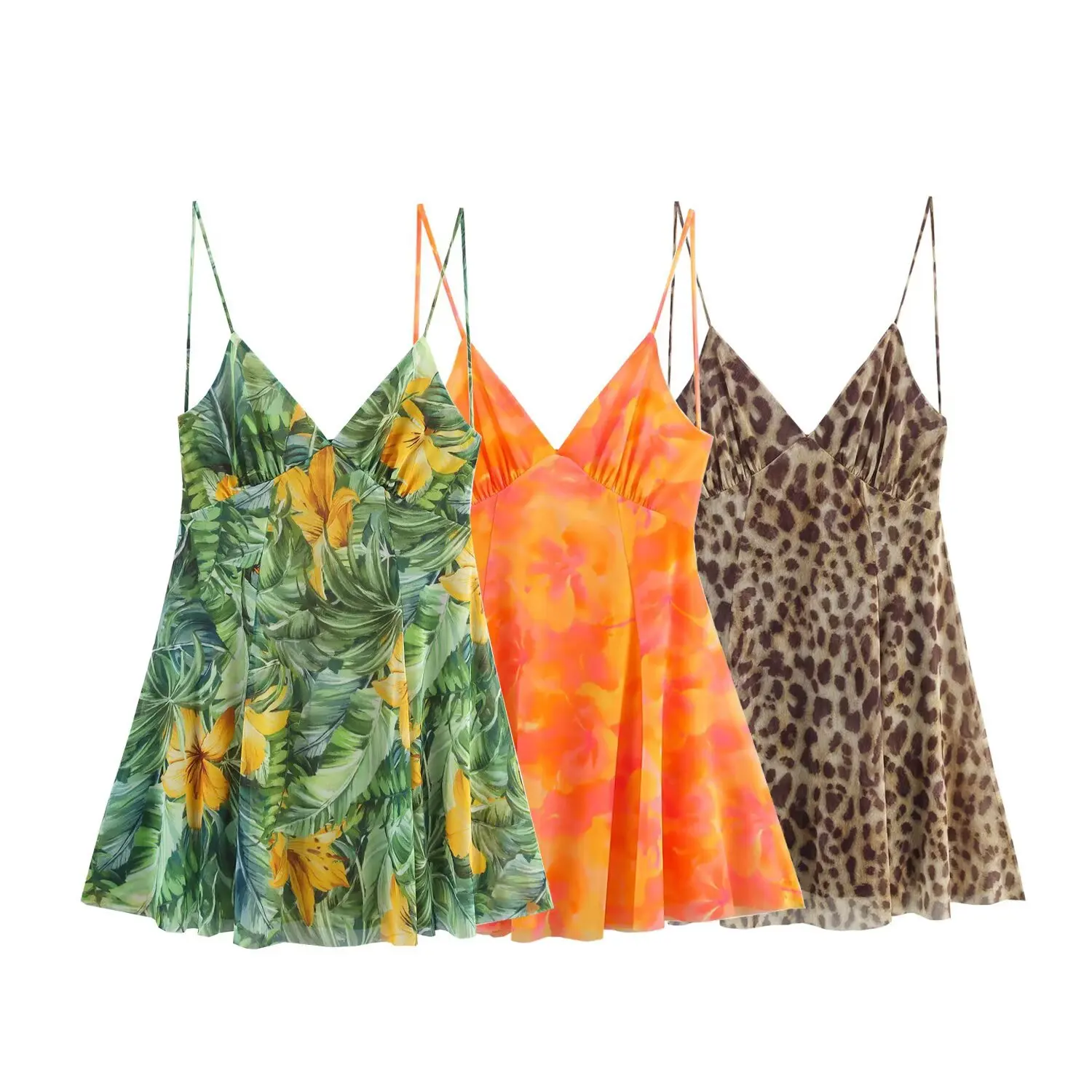 Kwiatowy nadruk bez pleców sznurowana sukienka na ramiączkach dekolt w serek bez rękawów cały mecz wakacje krótka sukienka plażowa letnie ubrania damskie 2025 nowość