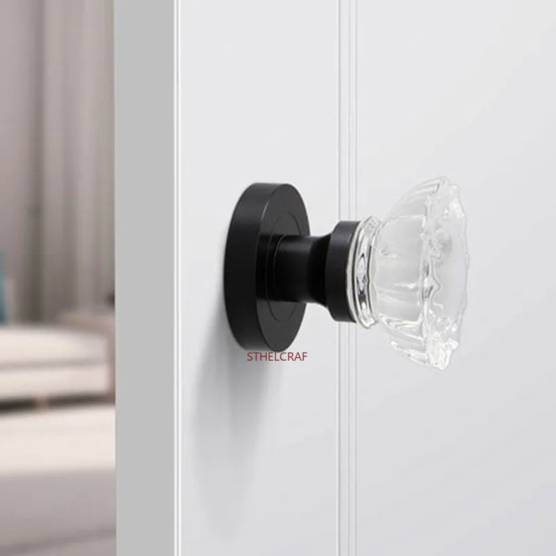 Luxurious Crystal Handle Single Tongue Lock Interior Door Handles Balcony Door Spherical Handle Lock Set Furniture Hardware