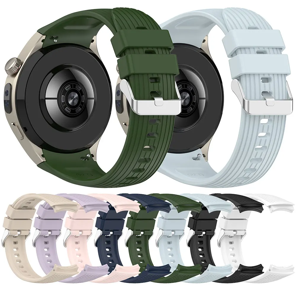 For Huawei Watch 5 42mm 46mm Silicone Strap Silver Buckle+Protector Shell Case Adjustable Wristband For Huawei Watch 5 Accessory