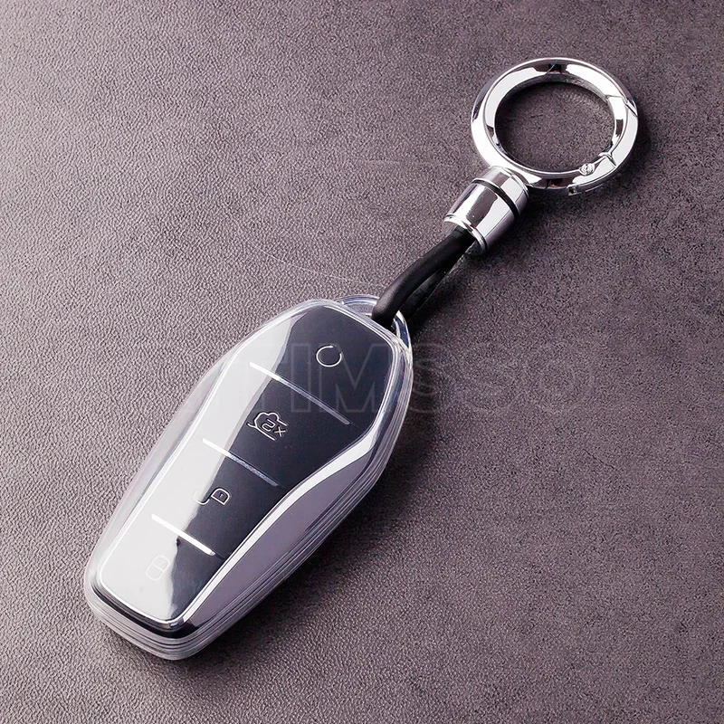 New Soft Tpu Car Key Case for BYD Atto 3 Han EV Dolphin 4 Buttons Remote Control Protect Cover Auto Keyain Car Accessories