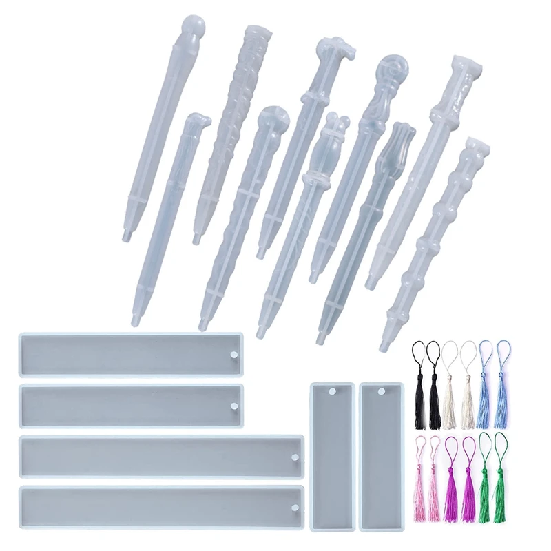 Silicone Molds For Resin, Epoxy Molds With 10Pcs Resin Pen Molds, 6Pcs Bookmark Resin Molds For DIY Crafts, Gifts