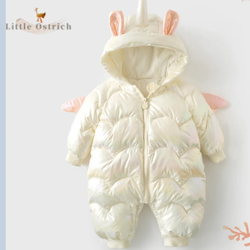 

Newborn Baby Boy Girl Cotton-padded Unicorn Jumpsuit Coat Infant Toddler Long Sleeve Hooded Romper Winter Baby Clothes 3M-12M