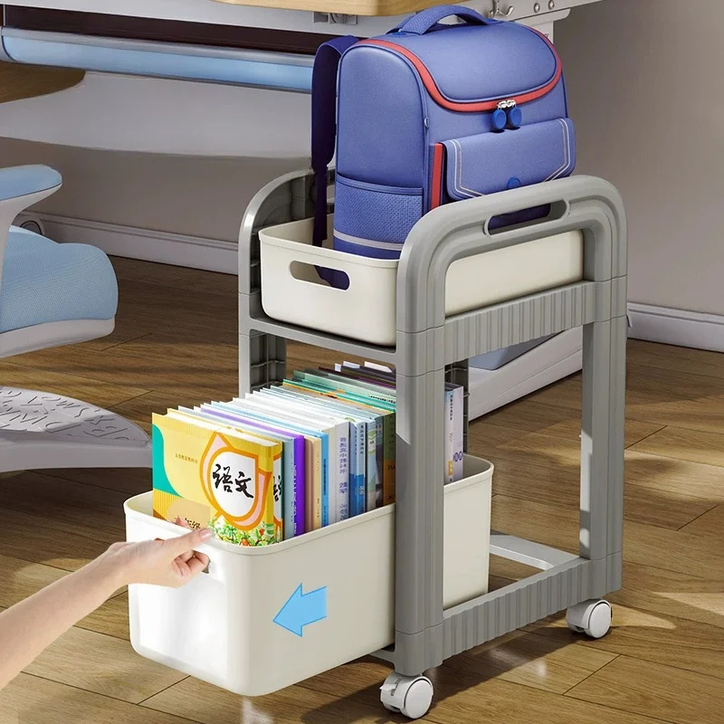 Mobile Bookshelf Drawer Type Trolley Multi-Functional Book Storage Shelf Multi-layer Book Storage Shelf Simple Bookshelf New