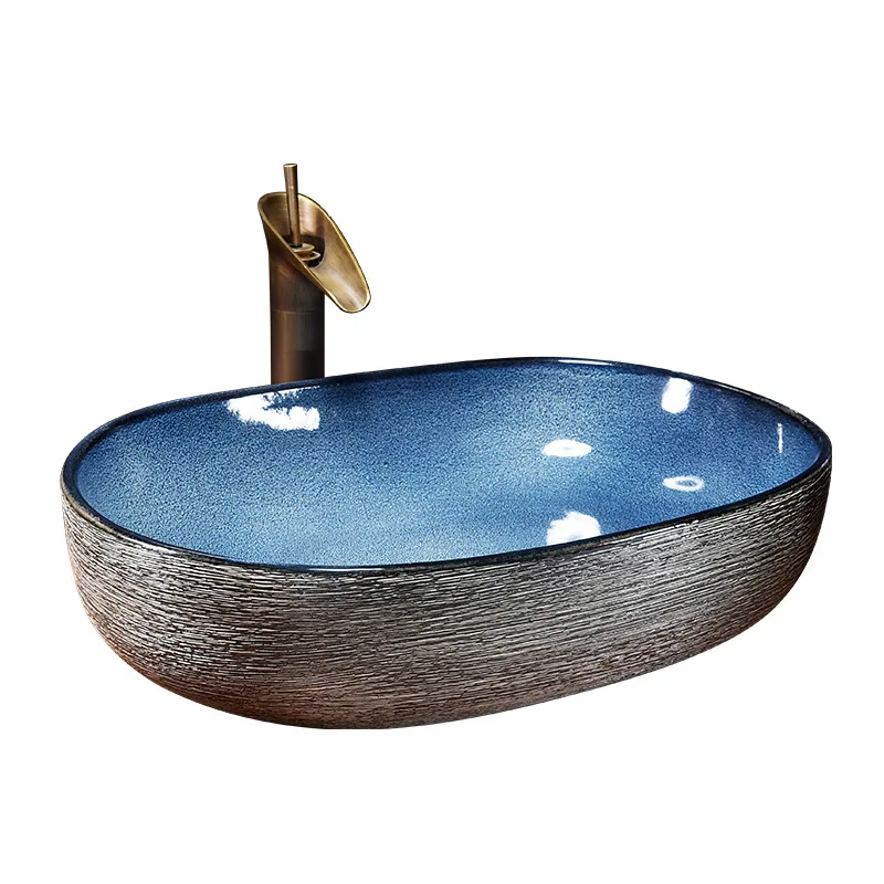 &y Modern Bathroom Outdoor Balcony Ceramic Countertop Single Hole Chrome Plated Round Wash Basin Sink for Hotel & Villa Use