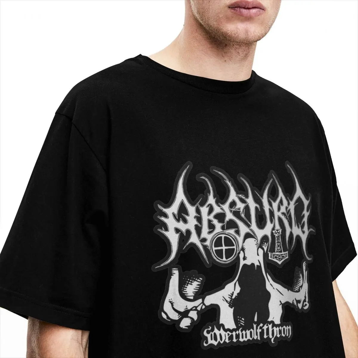 Absurd Black Metal Band Shirt Merch Men Women's Pure Cotton Round Neck Werwolfthron Shirt Short Sleeve Clothing Graphic Printing