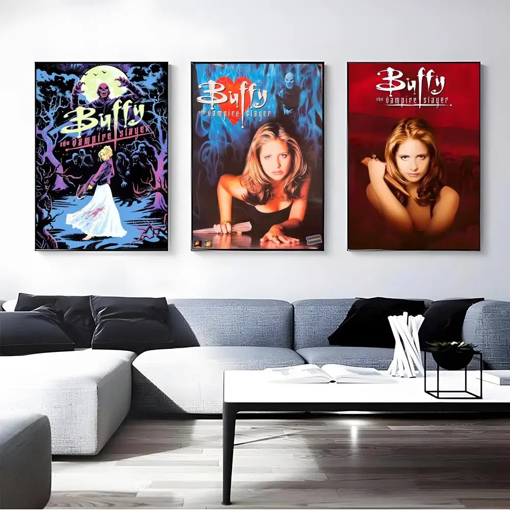 TV Series Buffy the Vampire Slayer Poster Self-adhesive Art Waterproof Paper Sticker Coffee House Bar Room Wall Decor