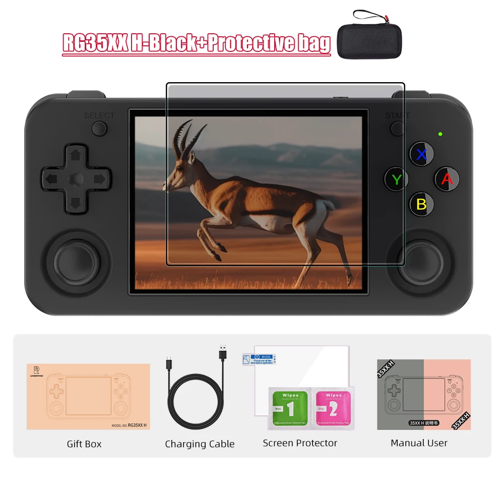 Consolas portátiles Anbernic RG35XX H de 64 bits para jugar videojuegos, pantalla IPS de 3.5 pulgadas 640*480, reproductor de juegos retro, batería de 3300 mAh