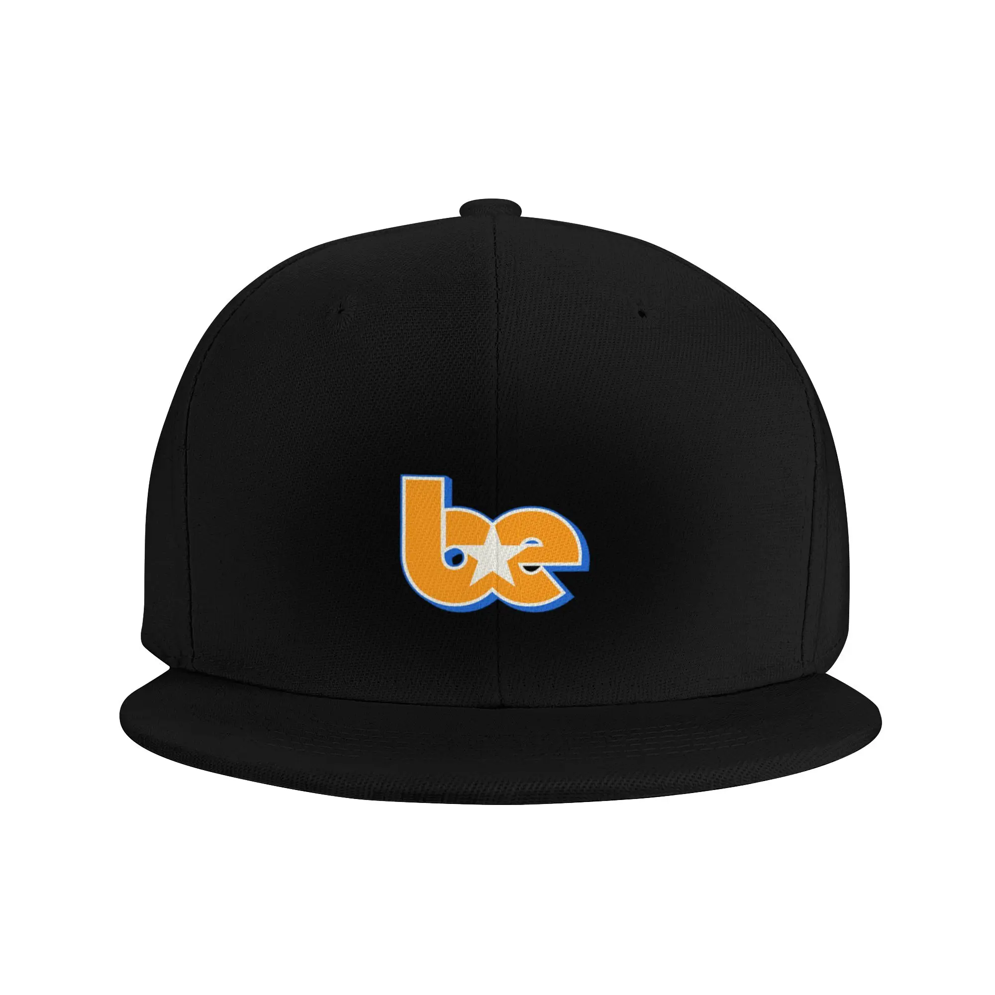 Fashion BE Star Contrast Initials Outline Logo Orange Blue White Flat Brim Sun Hat  Sporty Style Mesh Cap