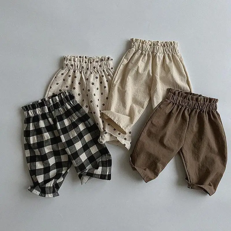 2026 Summer New Baby Casual Pants Thin Cotton Children Loose Trousers Fashion Girls High Waist Harem Pants Children Boys Pants