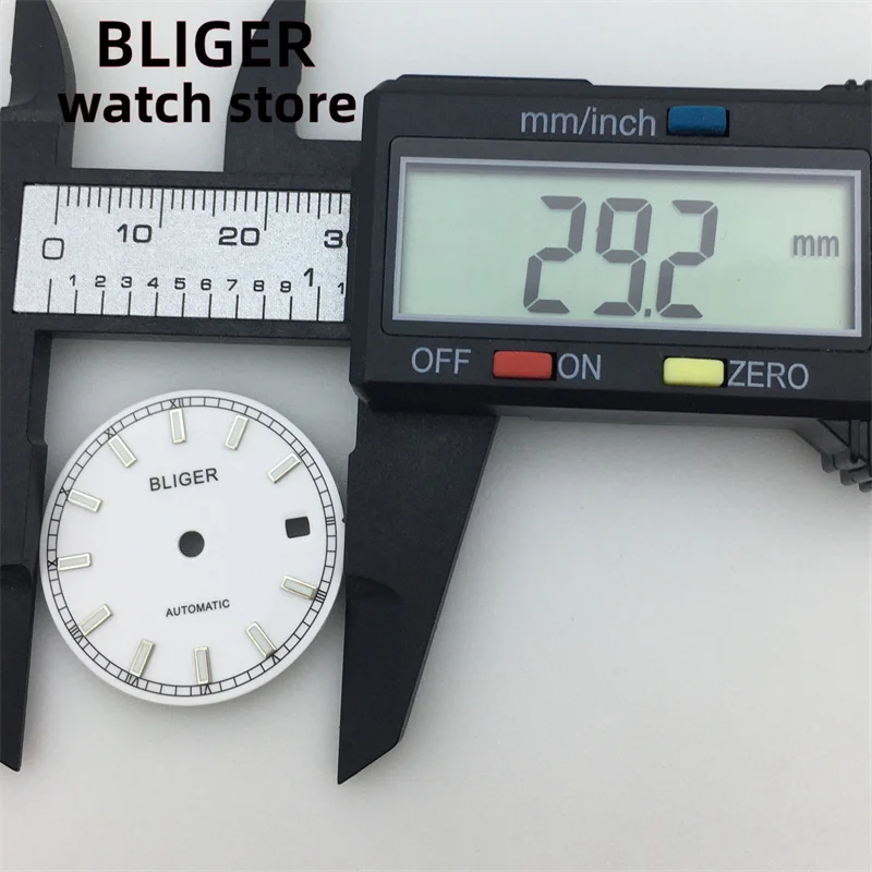 Bliger-esfera redonda de 29,2mm para hombre, Kit de fecha ETA 2824/2836 Miyota 8215/8205/821A, reloj deportivo para hombre, piezas de placa nocturna, negro, blanco, azul