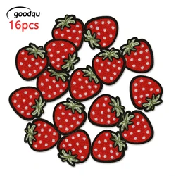 16 Pcs Strawberry Cute Lot Iron On Kids Patches For Clothes Thermoadhesive Sewing Pack Applique Embroidered Bulk Jacket Mochila