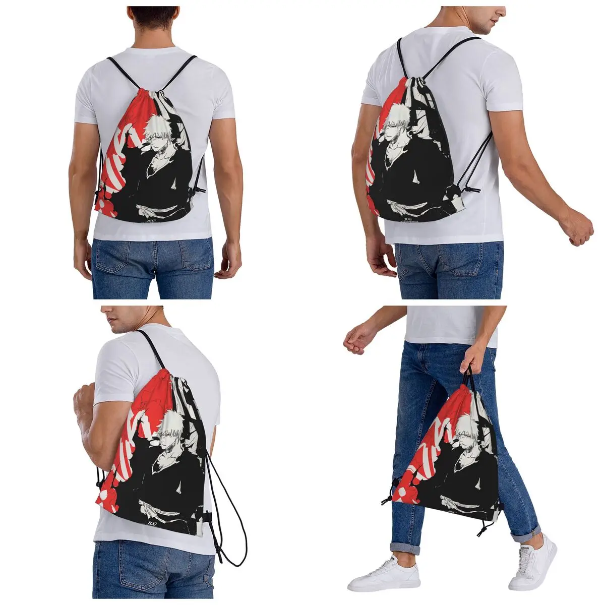 Ichigo Kurosaki Anime Bleach Backpacks Multi-function Drawstring Bags Sports Bag Book Bags for Man Woman School