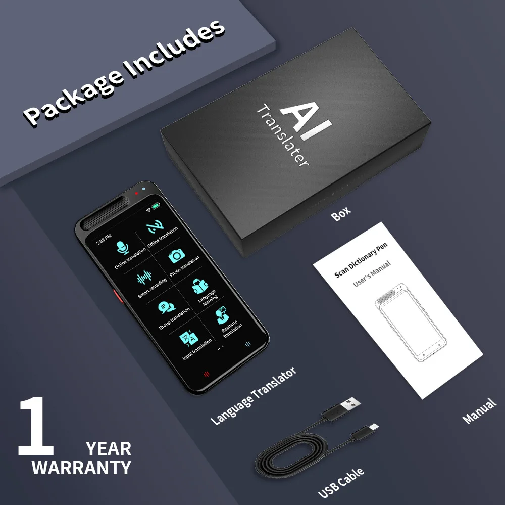 Z6 Language Translator Device supports Two-way Real-time Translation in 138 Languages 4.1-inch HD Touchscreen Translation