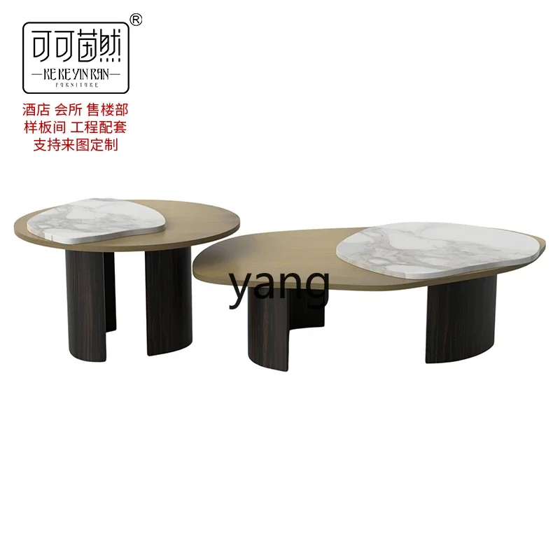 

Yjq Mild Luxury Marble Cloud Metal Combined Tea Table Living Room Small Apartment Personality Model Creative Tea Table