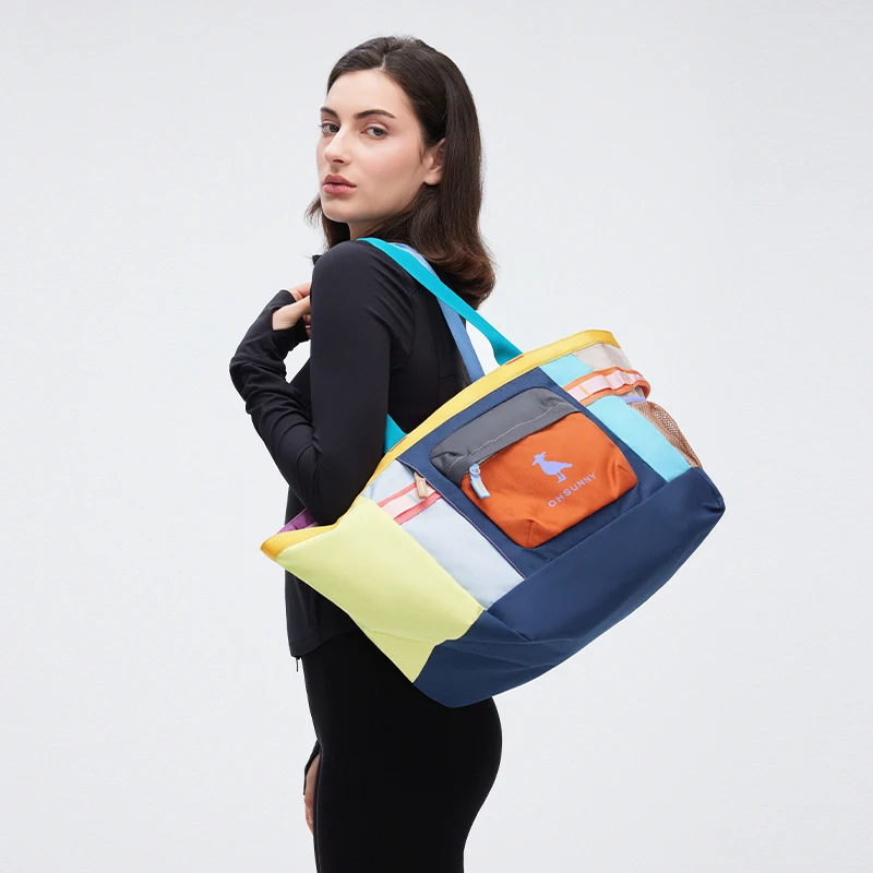 Ohsunny Colorful Handbag Random Color Partition Zipper Bag,Casual Vacation Shopping Valise Durable & Trendy