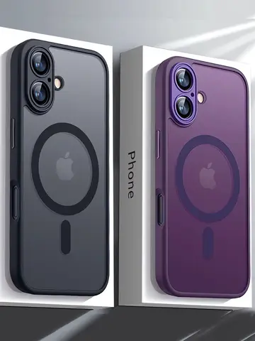 Magnetic Luxury Armor Shockproof Case For iPhone 17 Air 16 15 14 13 12 11Pro Max Magsafe Wireless Charge Matte Translucent Cover