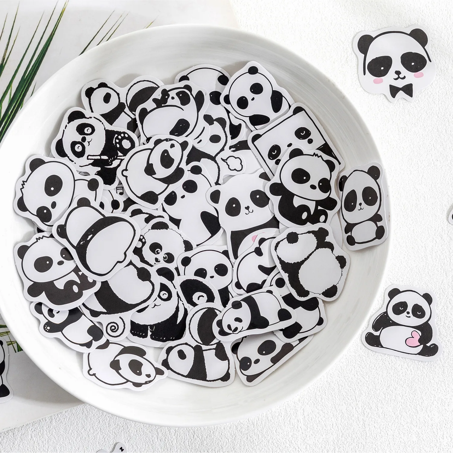 45Pcs Cute Panda Boxed Stickers Decorative Scrapbooking Retro Label Diary Stationery Album Phone Journal Planner