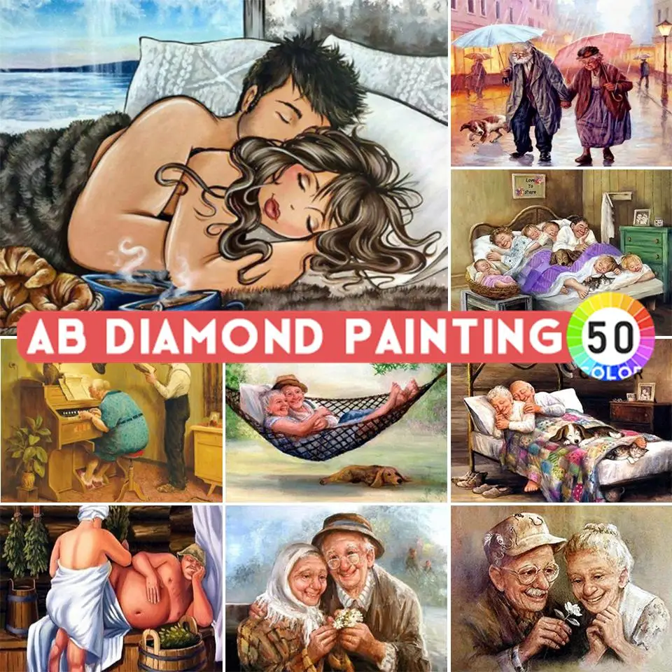 AB Drills-pintura de diamantes 5D DIY, imagen de compañero de edad avanzada, bordado de diamantes de imitación, regalo, Kit de bordado de mosaico, Hobby