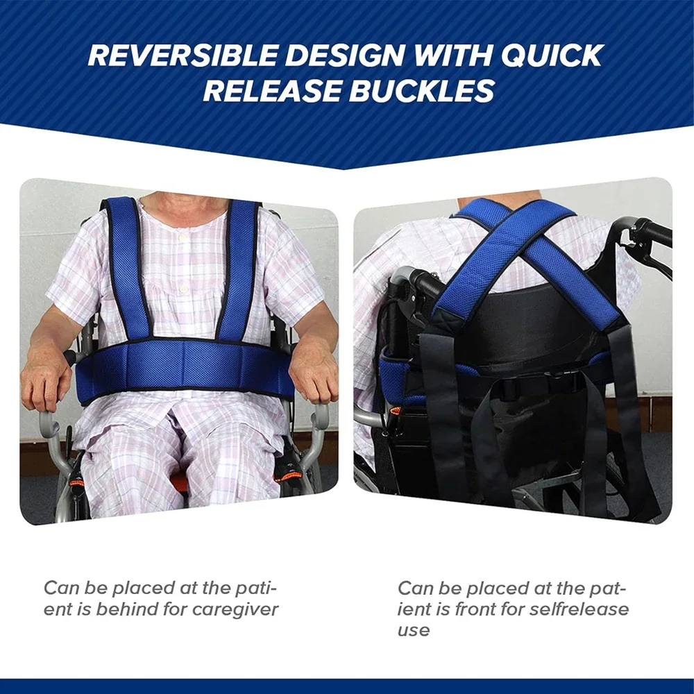 1PCS Wheelchair Seat Belt Torso Support Vest for Patient, Elderly & Disabled, Adjustable Full Body Harness Prevent Tilting