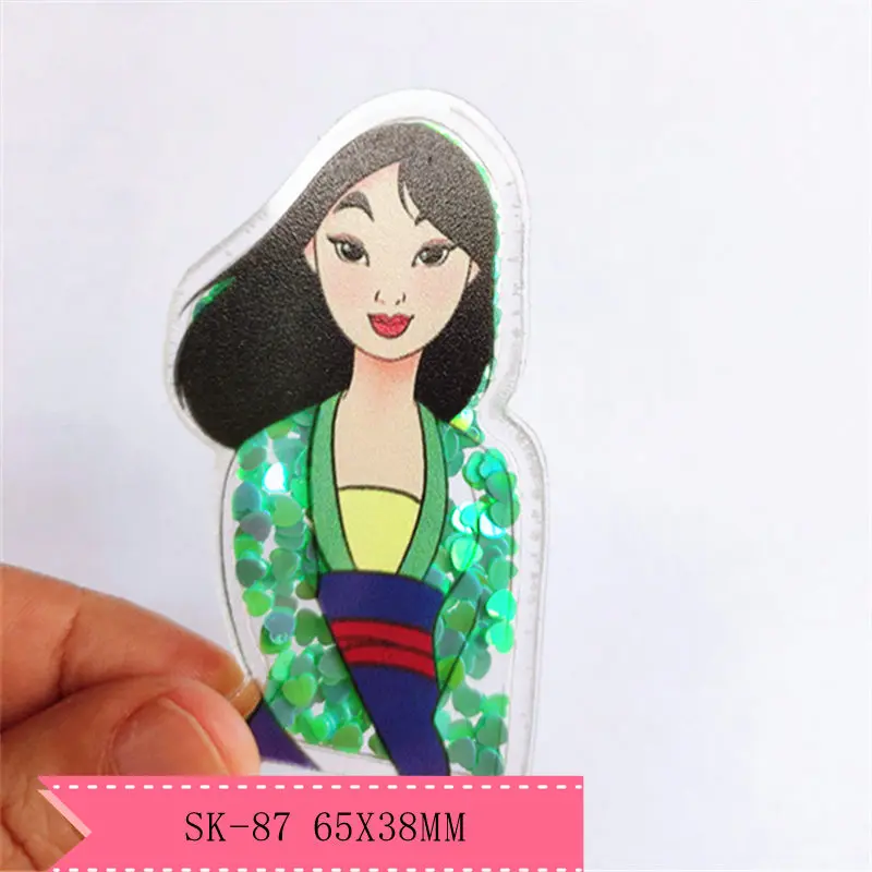 1pcs cartoon mulan Quicksand Acrylic Sequins custom Shaker Resins DIY bow center SK-91