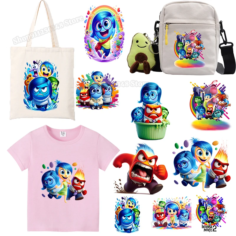 

Inside Out 2 Iron on Patches Disney Cartoon Heat Transfer Stickers for Kids Clothing DIY Applique Bags T-shirt Hoodie Decals