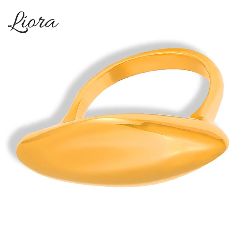 Liora 316L Stainless Steel Statement Rings For Women Polish Shiny Long Finger Charm Rings Fashion Jewelry Gifts