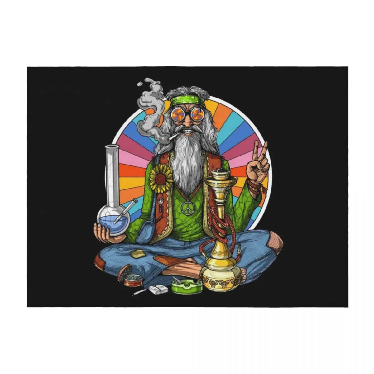 

Psychedelic Hippie Stoner Throw Blanket Summer Beddings Plush christmas gifts blankets and throws Blankets