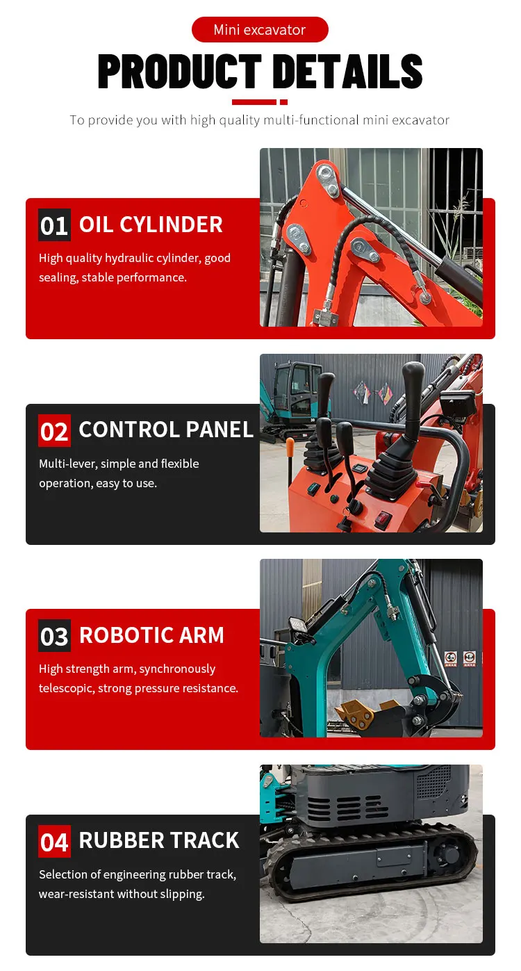 Nicosail 0,8 Tonnen Mikrobagger 7,6 kW für den Heimgebrauch Mini-Bagger OKW08 für Garten- und Teichbaggerarbeiten & Landschaftsrenovierung – Detail 6