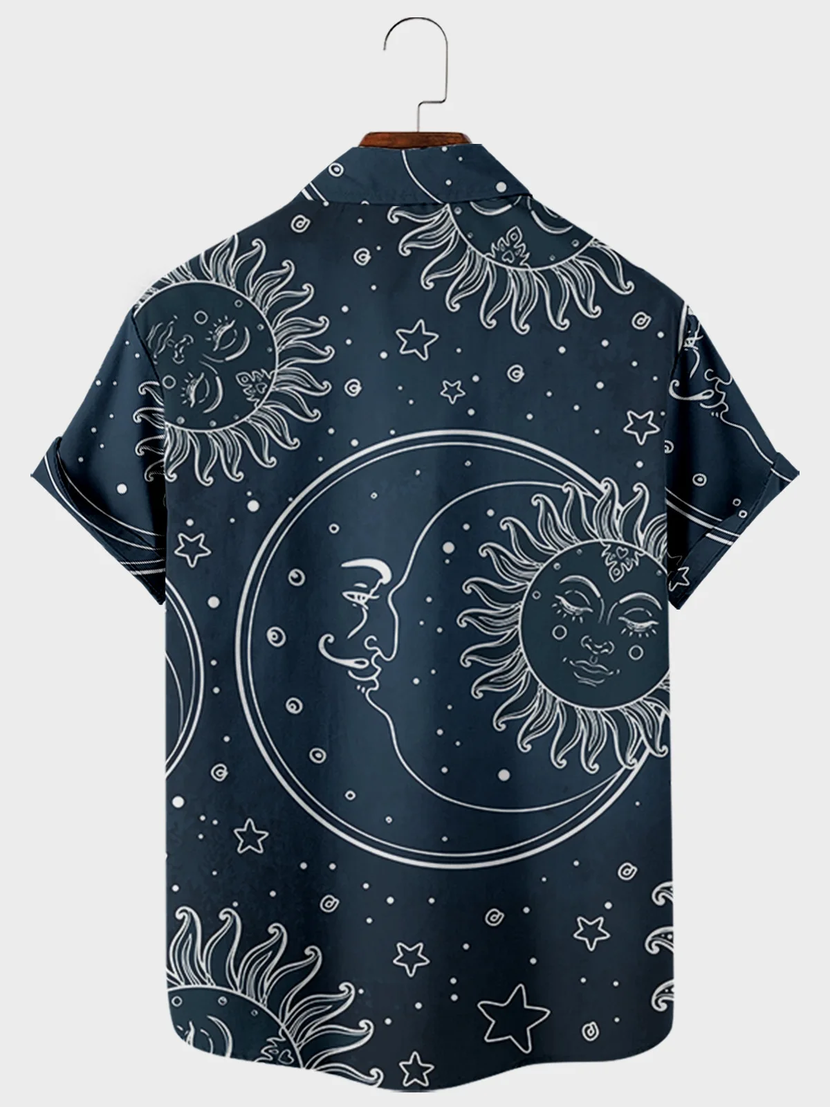 2021 men's casual trend Harajuku starry sky pattern spring and summer shirt short sleeve chest pocket design fashion buttons 7