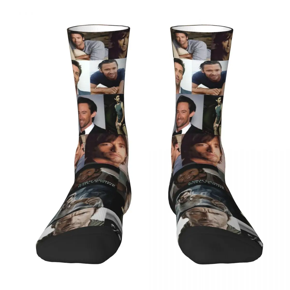 Hugh Jackman Seamless Photo Socks Korean Stockings Unisex Men Comfortable Running Sports Socks Autumn Printed Anti Skid Socks