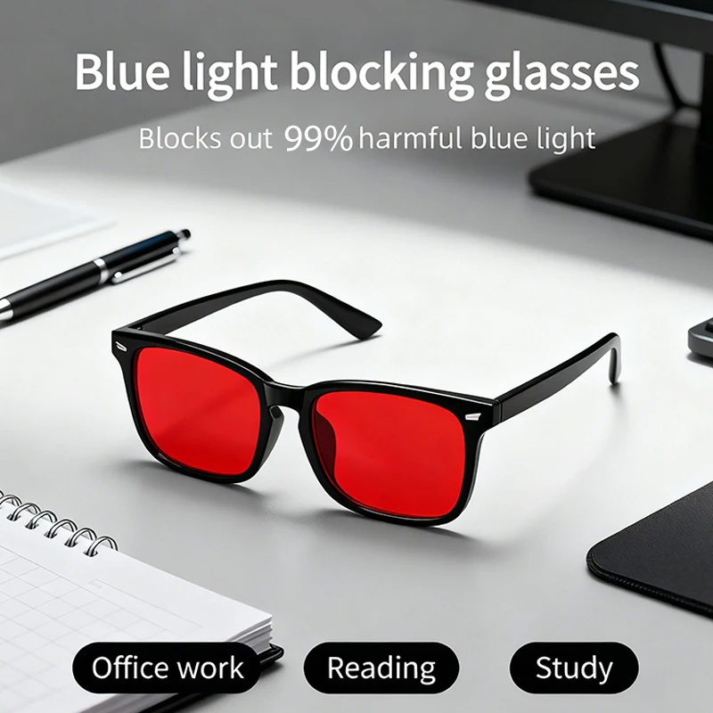 

Anti Blue Light Glasses Men Women 2025 Luxury Brand Computer Gaming Read Sleep Red Lens Filter Eyeglasses UV400 Protection Shade