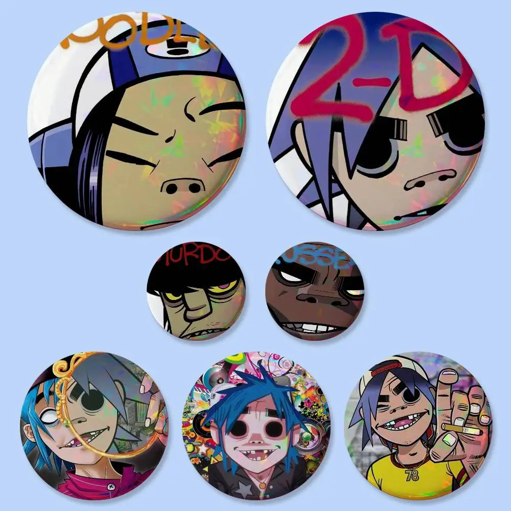 Hobbs Niccals G-Gorillaz Noodle Badges - Broches Redondos Exquisitos, Pins Creativos para Ropa, Sombreros, Mochilas, Accesorios de Regalo