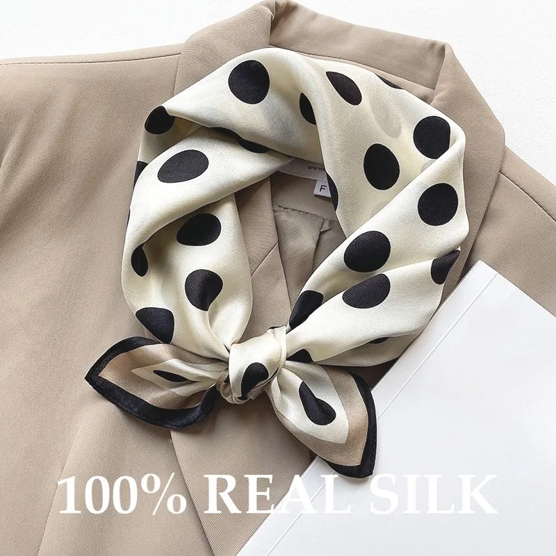 

100% натуральный шелковый шарф, женский квадратный шарф в горошек, шаль, лента, хиджаб, пашмина, пончо, платок, бандана, шейный платок, платок