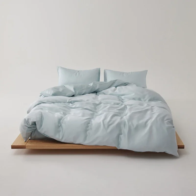 New Simple 100% Lyocell Bedding Set Solid Soft Skin-friendly Queen Duvet Cover Set with Sheets Natural Plant Fibre Quilt Cover