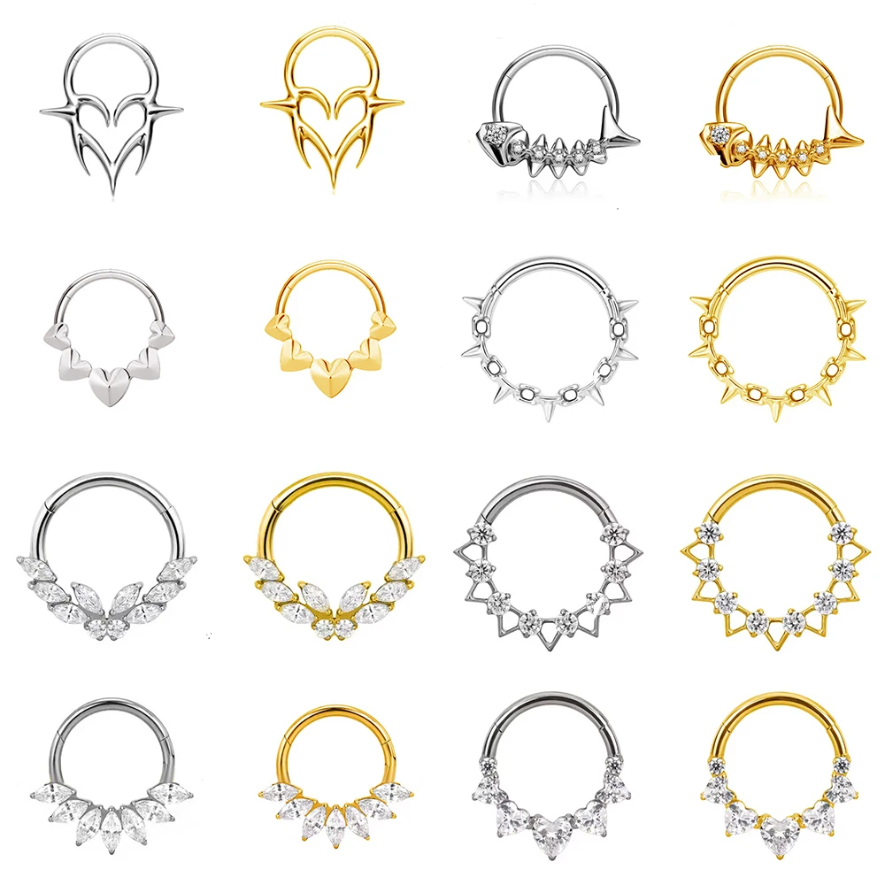 1PCS G23 Titanium Conch Hoop Ring Double Layer Ear Piercing Jewelry Hinged Clicker Rook Tragus Cartilage Earrings Body Jewelry