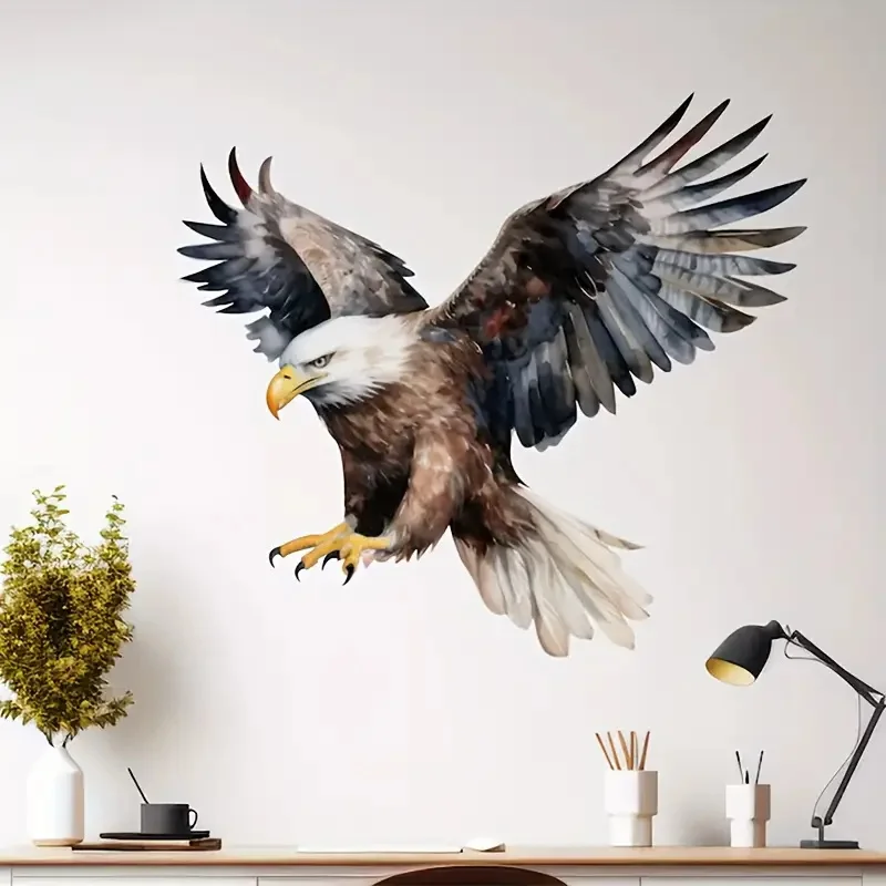 ملصقات حائط على شكل نسر طائر، حمام ساطع لتزيين المنزل، شارات سيارة من الفينيل، ورق حائط فني، ملصق