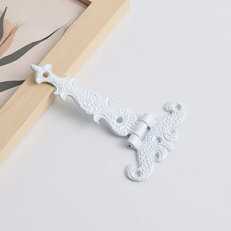 1PCS Vintage Alloy Flower Shaped Vertical Hinge for Home Decoration Hardware European Style Box Connection Lotus Leaf Printed