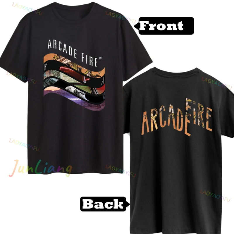Arcade Fire Funeral Rock Band T-Shirt Vintage Designer Shirts Men 100% Cotton Y2k Clothes Short Sleeve Tee Men's Clothing