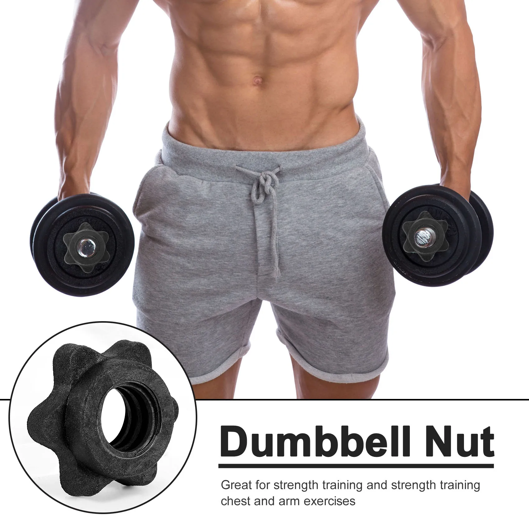 1 Pairs Dumbbell Hex Nut,Dumbbell Rod Nut,Spinlock Collars for Barbells Bars Training Sports