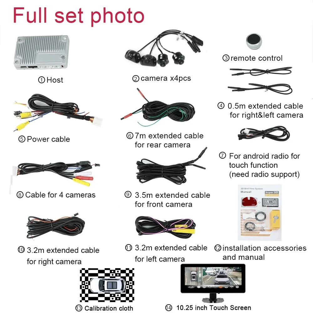 Car Camera For Benz W204 GLA 360° Panoramic DVR Bird Eye Parking System With 10.25 Inch Touch Screen Display HD Lens