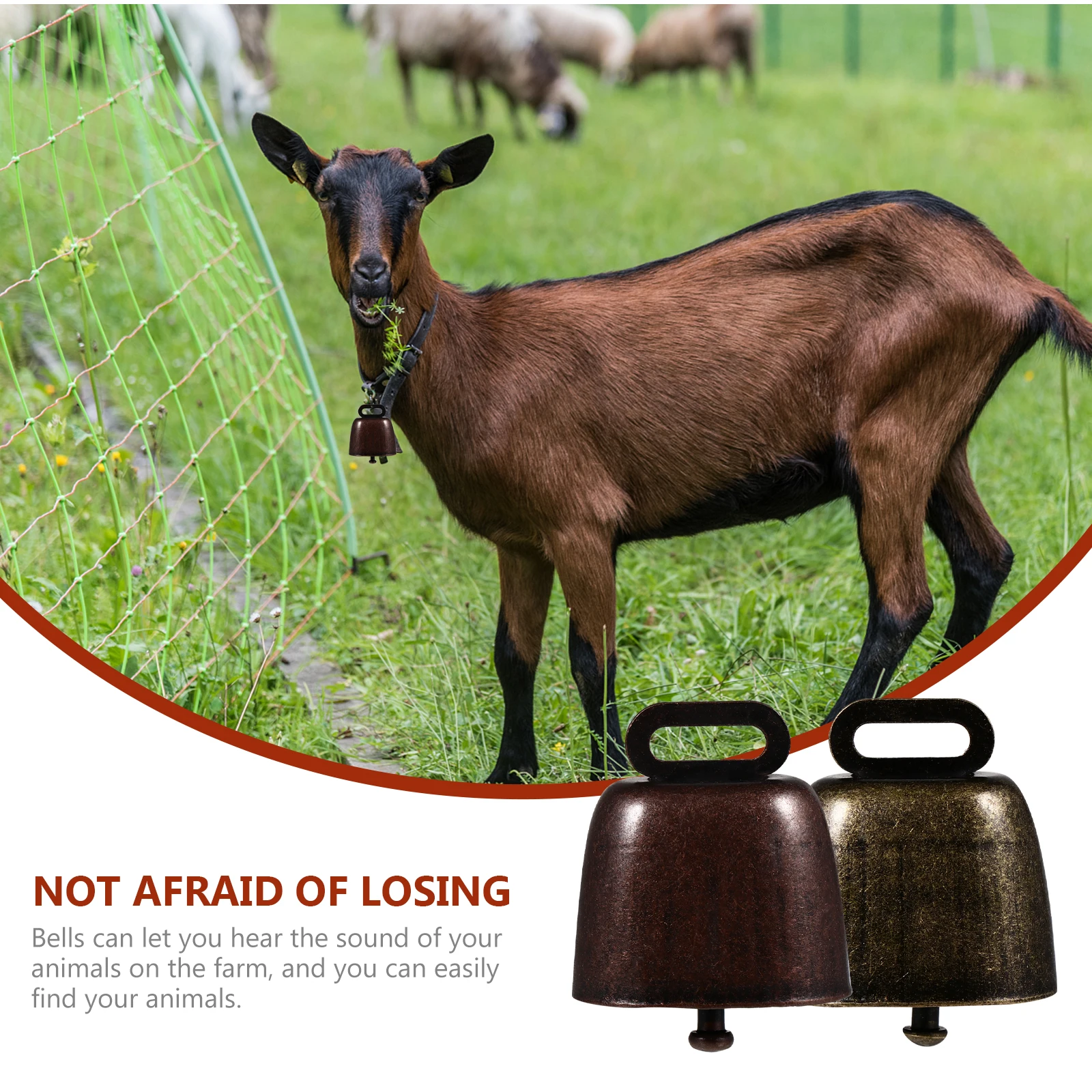 

2pcs Anti-Lost Bell For Livestock Durable Retro Iron Cow Sheep Horse Bell Farm Grazing Supply Pet Collar Decor Animal Locator