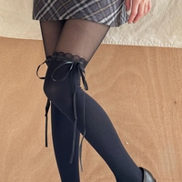 Lolita Styles Girls Tights Sweet Bow Kawaii Stockings for Women Semi-Transparent Pantyhose JK Students High Elastic Long Socks
