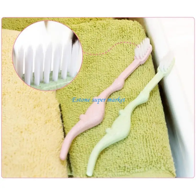 090B Baby Toothbrush Natural Wheat Straw Cartoon Toddler Children Newborn Care