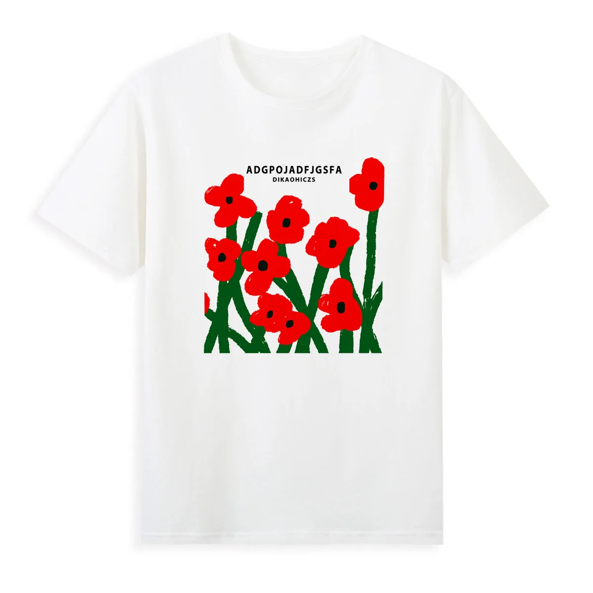 Hand-painted Flower Printed T-shirt New Style Summer Clothing Women Original Brand Casual Top Tees A021