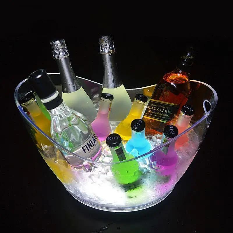 4L Transparent Colorful LED Light Gradient Ice Bucket Bar Wine Trough Water Entertainment Stand Holder Glass Wine Bottle ﻿