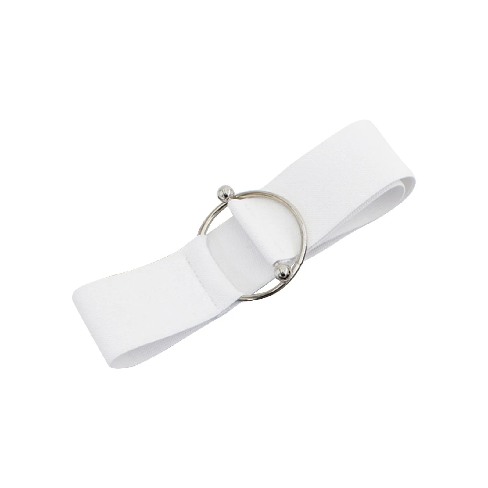 Elastische riem met metalen ringgesp – Koreaanse styling decoratieve tailleband voor dames 5 cm elastiek voor truijurken en rokken
