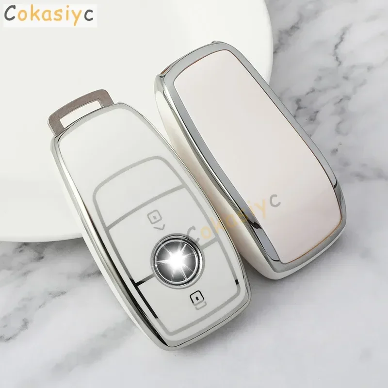 For Mercedes Benz A C E S G Class GLC CLE CLA GLB GLS W177 W205 W213 W222 X167 AMG 2/3/4 Bottons Silver Tpu Car Key Case Cover