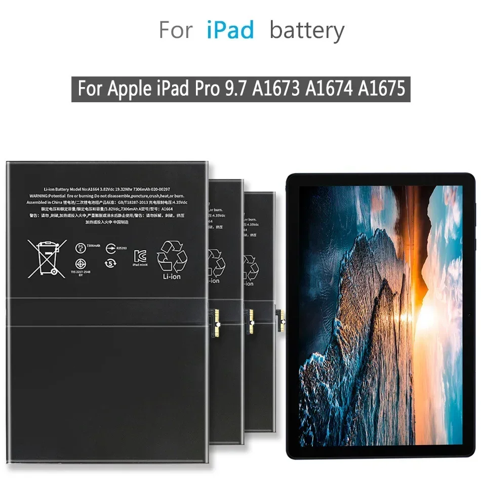 Batería para tablet iPad 6 Air 2 A1566 para iPad 5 Air 1 A1474 A1475 A1893 10.2 Mini 2 3 4 5 Pro 9.7 10.5 11 12.9 6
