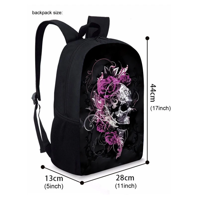 Skull Three Piece Set Backpacks For Boy And Girls Best Gifts 2D Flat Cartoon School Backpack For Children